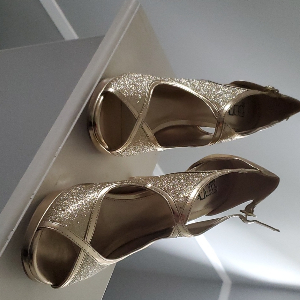 4-1/4" Gold Bling dancing shoes